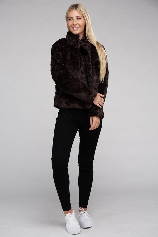 Autumn Fluffy Zip-Up Sweater Jacket