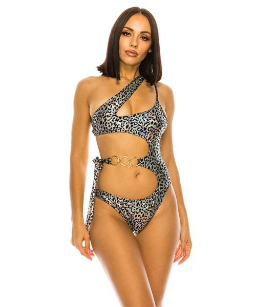 Feeling Wild Leopard One Shoulder Swimsuit