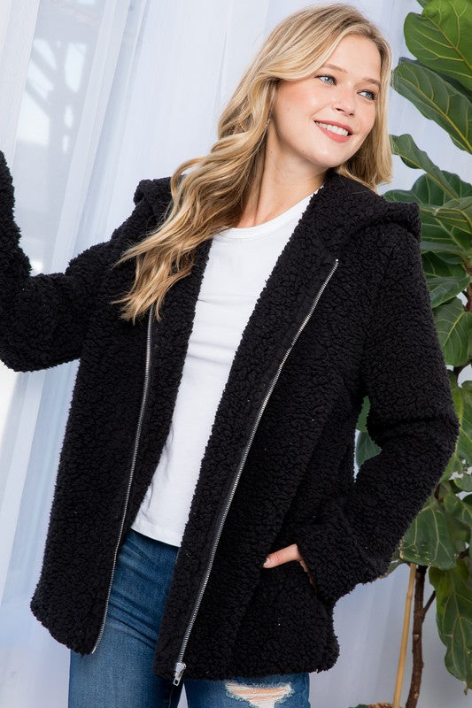 Harlow Sherpa Fur Hoodie Jacket