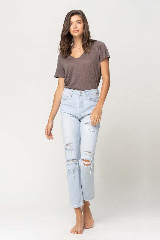 Vervet Super High Distressed Straight Jeans