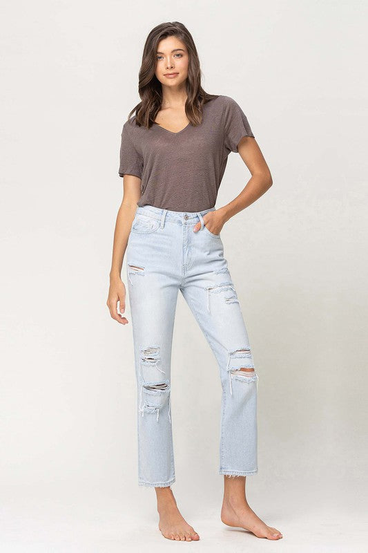 Vervet Super High Distressed Straight Jeans