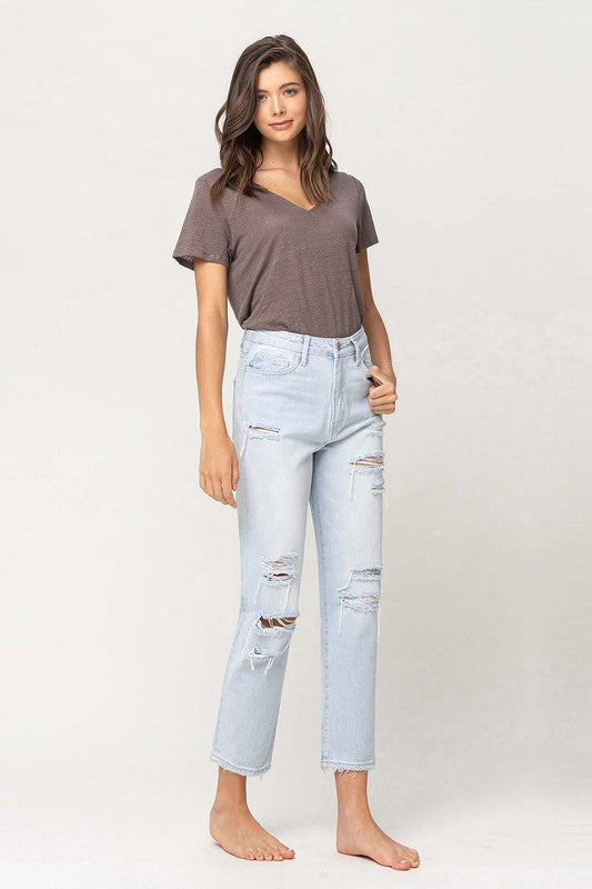 Vervet Super High Distressed Straight Jeans