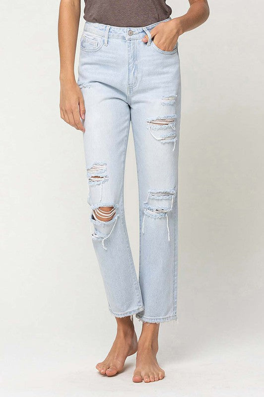 Vervet Super High Distressed Straight Jeans