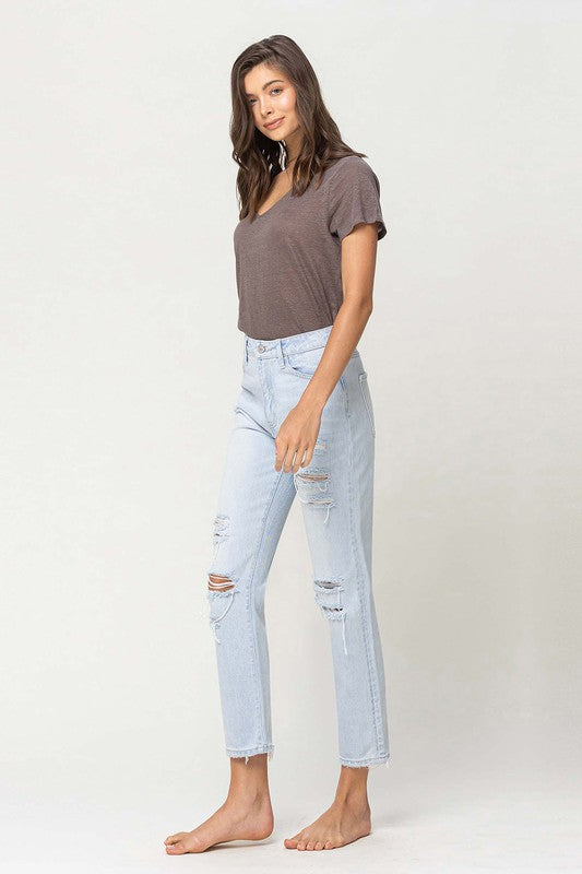 Vervet Super High Distressed Straight Jeans