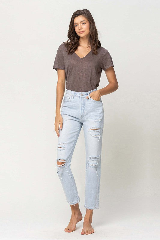 Vervet Super High Distressed Straight Jeans