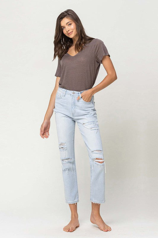 Vervet Super High Distressed Straight Jeans