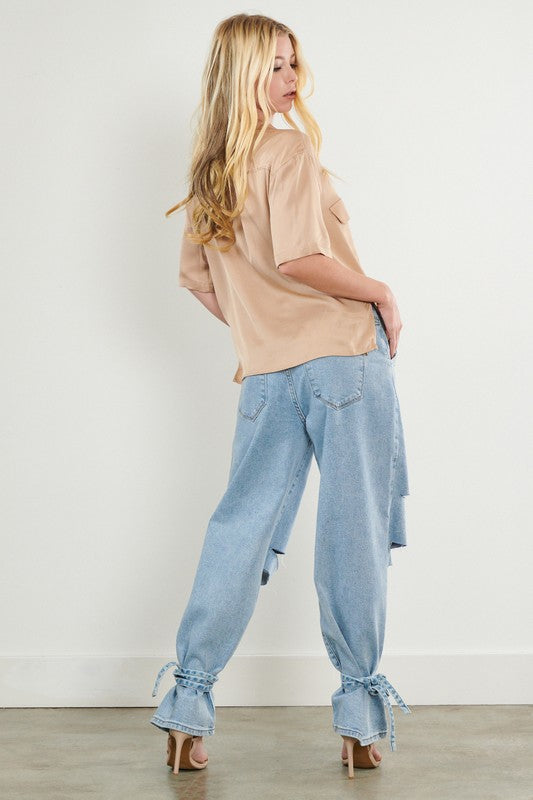 Vibrant M.I.U Distressed Slouchy Jeans