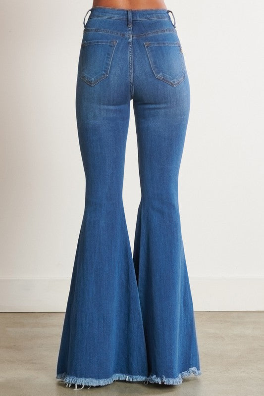 Vibrant M.I.U High-Waisted Distressed Flare Jeans