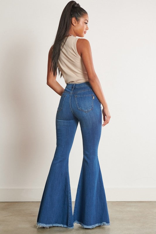 Vibrant M.I.U High-Waisted Distressed Flare Jeans