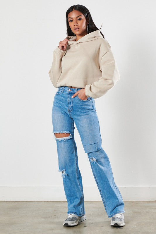 Kalo Distressed Wide Leg Jeans