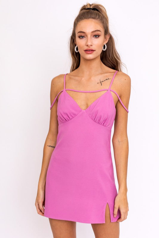 Blushing Strap Detail Mini Dress