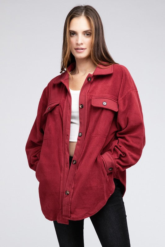 Feeling Fall Fleece Buttoned Down Oversized Jacket