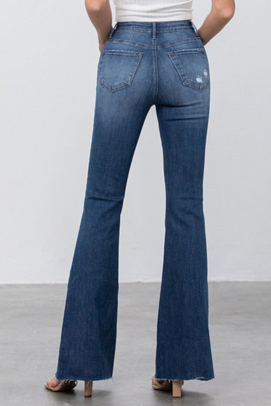 Trisha Mid Rise Dark Wash Flare Jeans