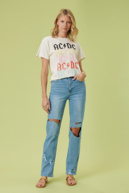 Vibrant M.I.U High Rise Distressed Wide Leg Jeans