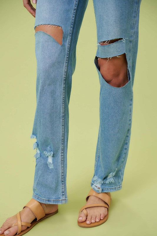 Vibrant M.I.U High Rise Distressed Wide Leg Jeans