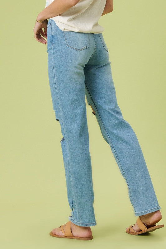 Vibrant M.I.U High Rise Distressed Wide Leg Jeans