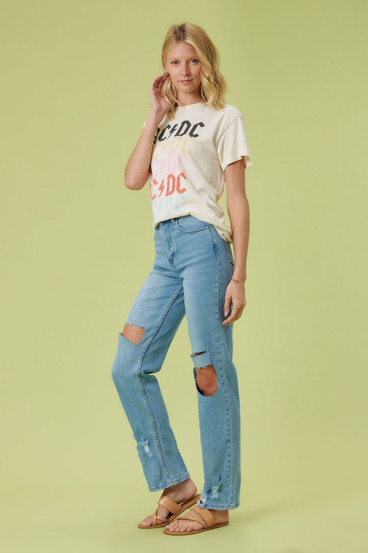 Vibrant M.I.U High Rise Distressed Wide Leg Jeans