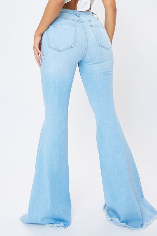 Vibrant M.I.U Distressed Flare Jeans