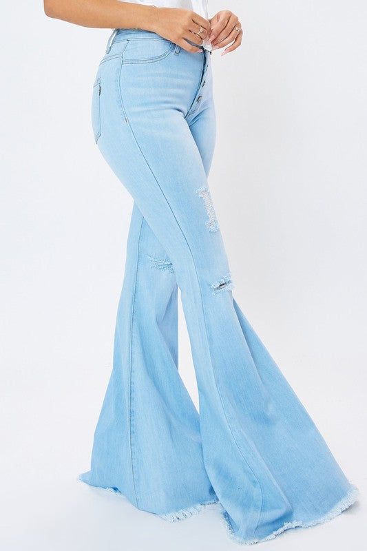 Vibrant M.I.U Distressed Flare Jeans