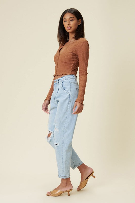 Vibrant M.I.U Distressed Slouchy Jeans