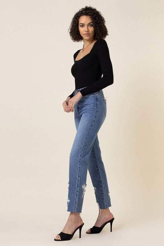 Vibrant High Waisted Straight Leg Jean