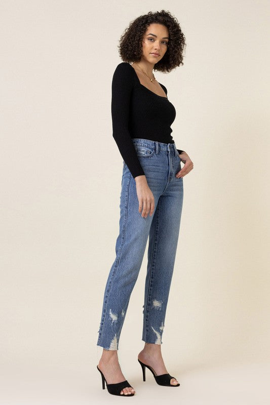 Vibrant High Waisted Straight Leg Jean