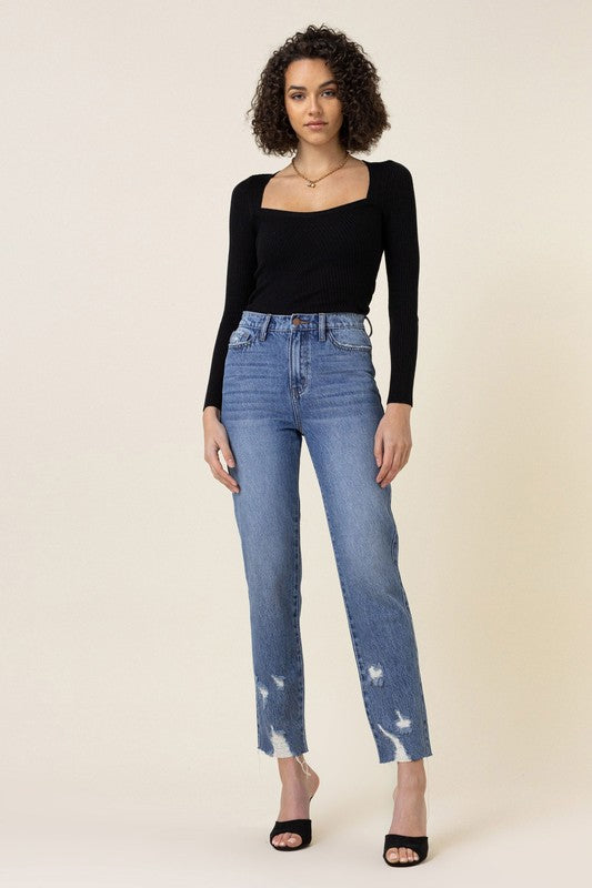 Vibrant High Waisted Straight Leg Jean