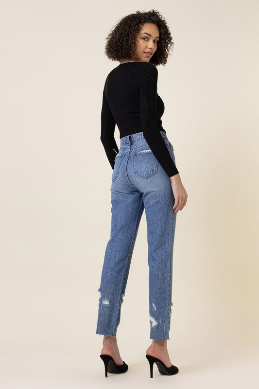 Vibrant High Waisted Straight Leg Jean