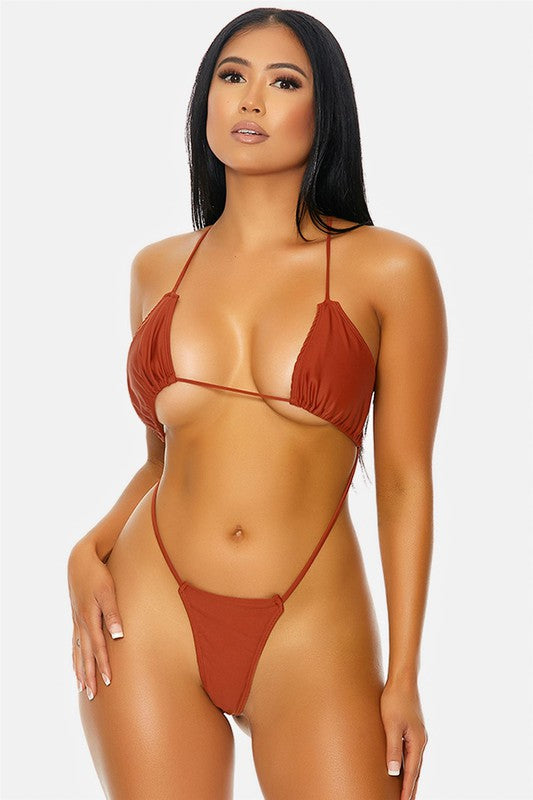 Confidence Triangle Criss Cross One Piece Swimsuit