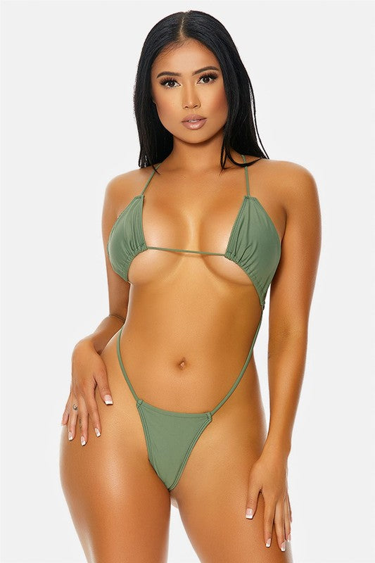 Confidence Triangle Criss Cross One Piece Swimsuit