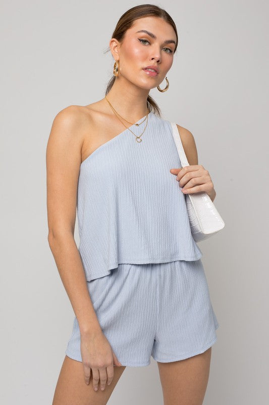 Gilli One Shoulder Layered Top Romper