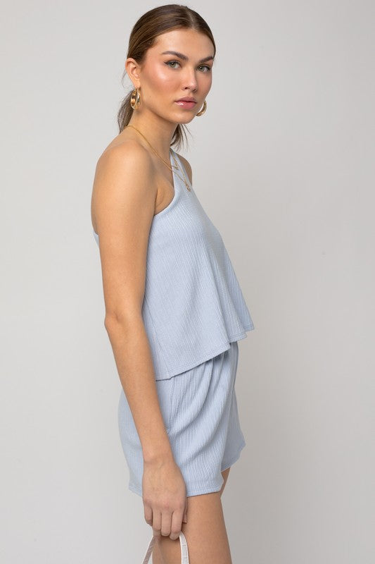 Gilli One Shoulder Layered Top Romper