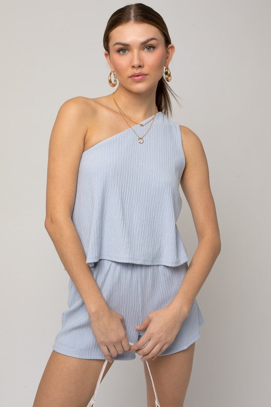 Gilli One Shoulder Layered Top Romper