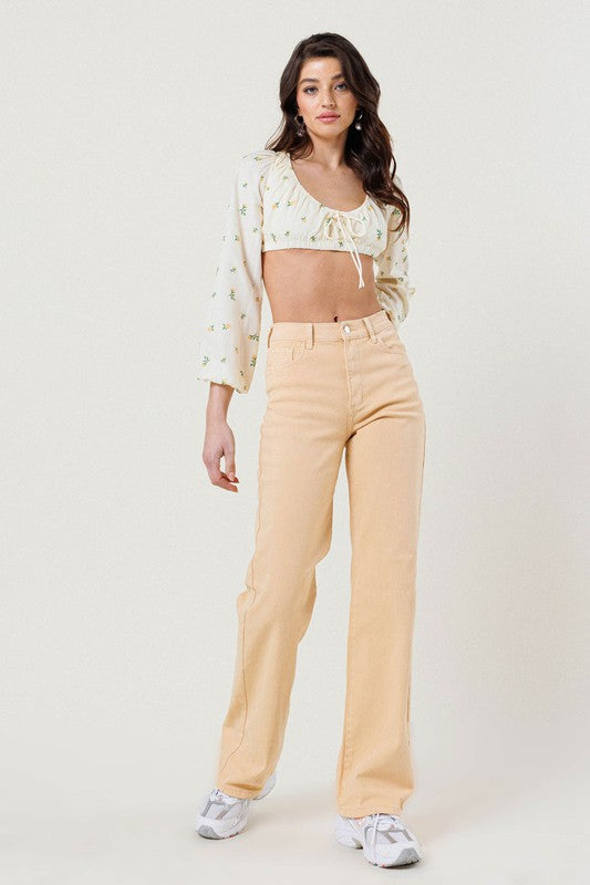 Vibrant M.I.U High Waisted Wide Cut Straight Leg Jeans