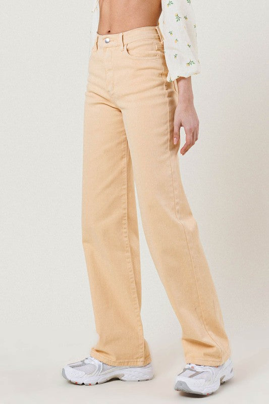 Vibrant M.I.U High Waisted Wide Cut Straight Leg Jeans