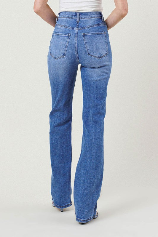 Vibrant M.I.U High Rise Distressed Straight Leg Jeans