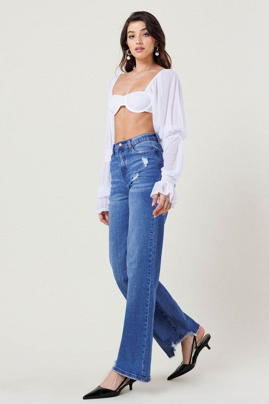 Vibrant M.I.U Say Less High Rise Wide Leg Jeans