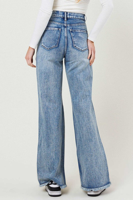 Vibrant M.I.U High Rise Wide Leg Jeans in a Vintage Acid Wash