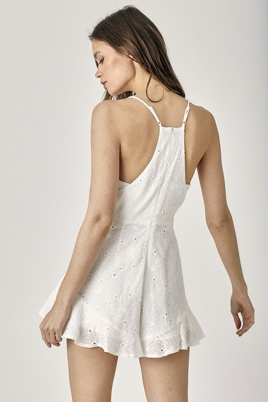 Mariel Overlap Ruffled Cami Romper