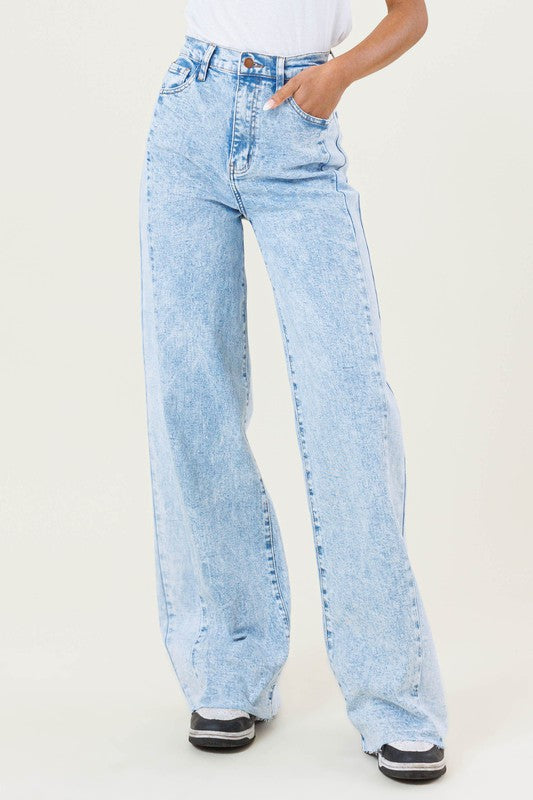 Vibrant M.I.U High Rised Color Block Wide Leg Jeans