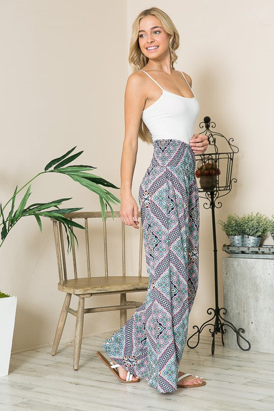 Boho Smocked Wide Leg Pants