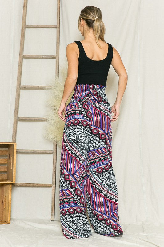 Boho Smocked Wide Leg Pants