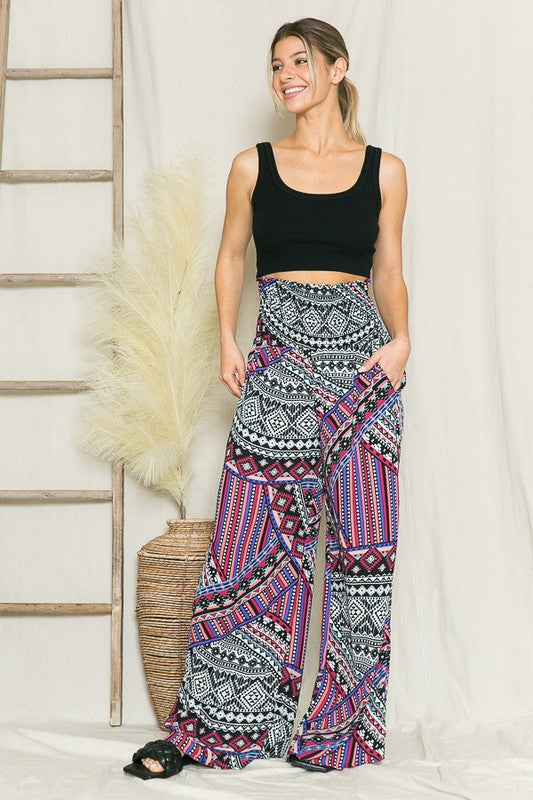 Boho Smocked Wide Leg Pants