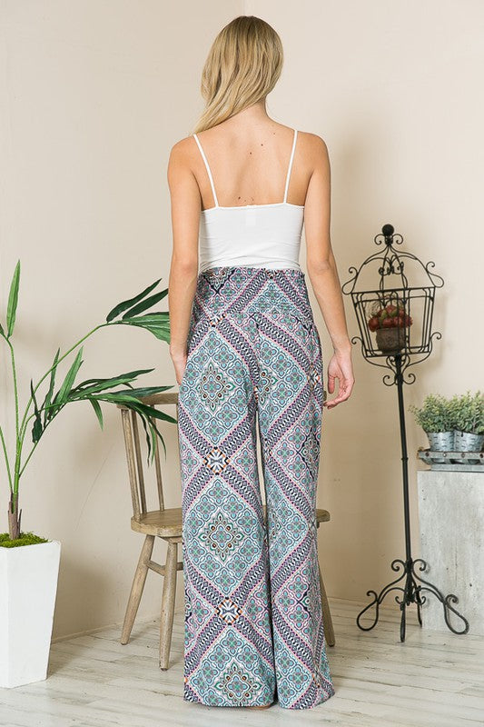 Boho Smocked Wide Leg Pants