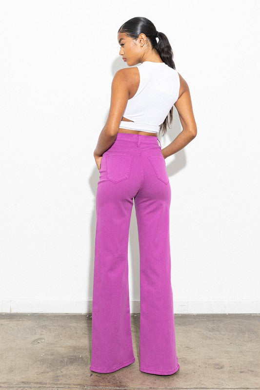 Vibrant M.I.U Front Slit Wide Leg Tencel Pants