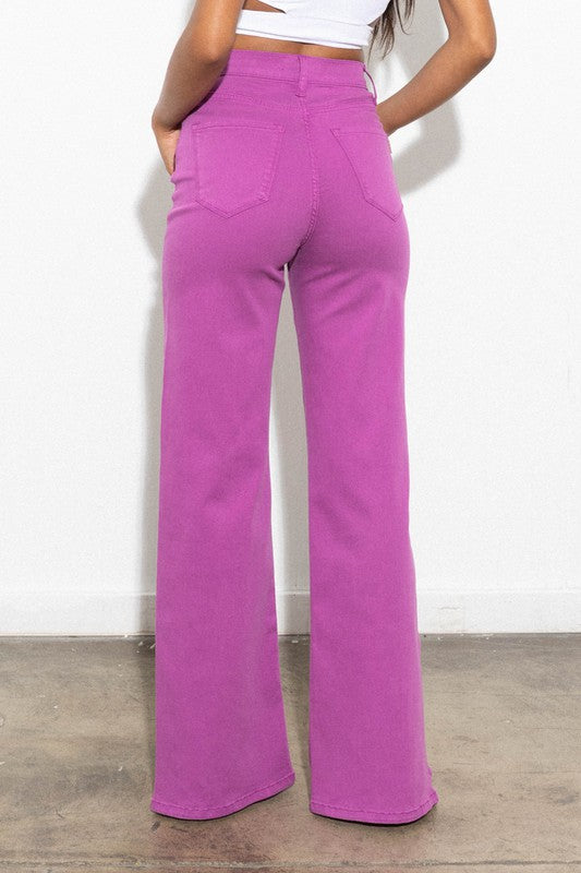 Vibrant M.I.U Front Slit Wide Leg Tencel Pants