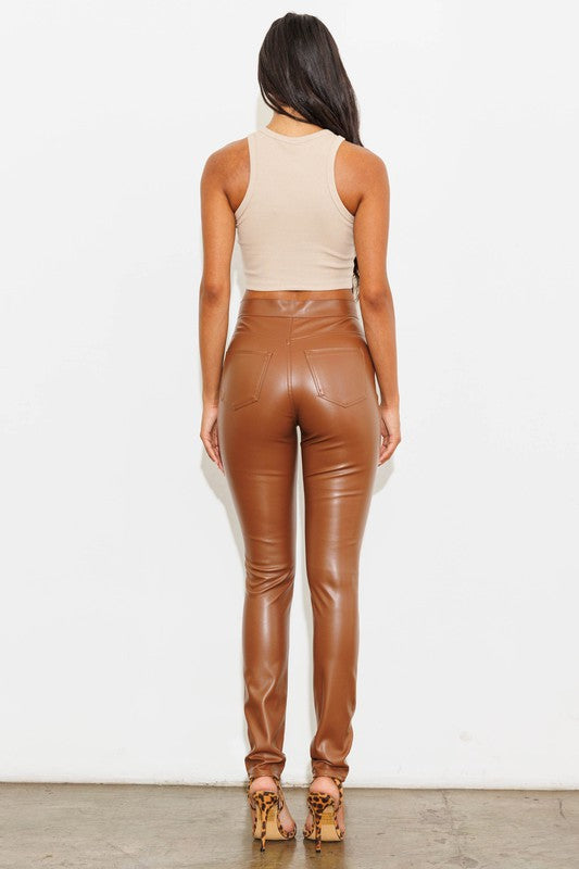 Vegan Burger Leather Skinny Pants