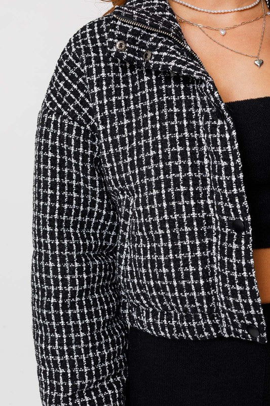 Talk About Tweed Crop Puffer Jacket