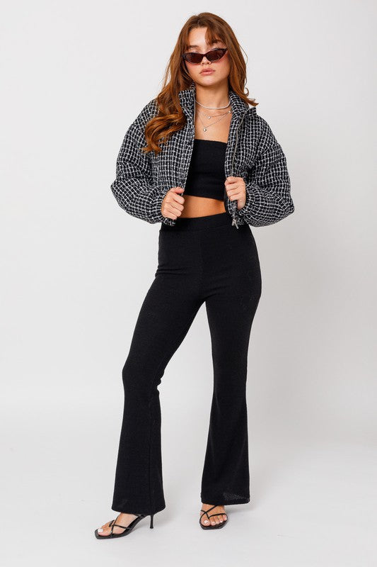 Talk About Tweed Crop Puffer Jacket