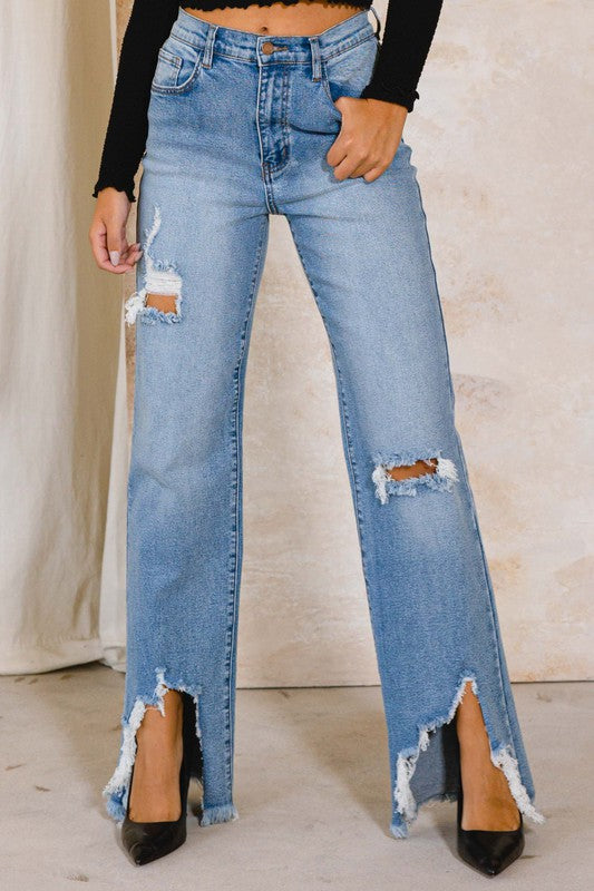 Vibrant High Rise Distressed Jeans